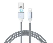 Кабель Hoco U40B Lightning - USB магнит метал серый, 1м