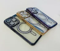 Чехол iPhone 15 Pro Max Glitter MagSafe (черный)