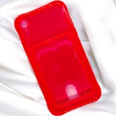 Чехол iPhone XR TPU CardHolder (прозрачный розовый)