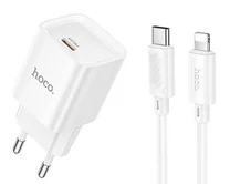 СЗУ-1USB-C Hoco C146A + кабель Type-C-Lightning, 20W белый